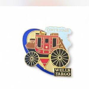 Wells Fargo Stagecoach Brooch - Red, Blue, Gold